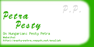 petra pesty business card